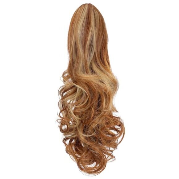 Claw Clip Ponytail Extension 18" Wavy Light Auburn x Ash Blonde